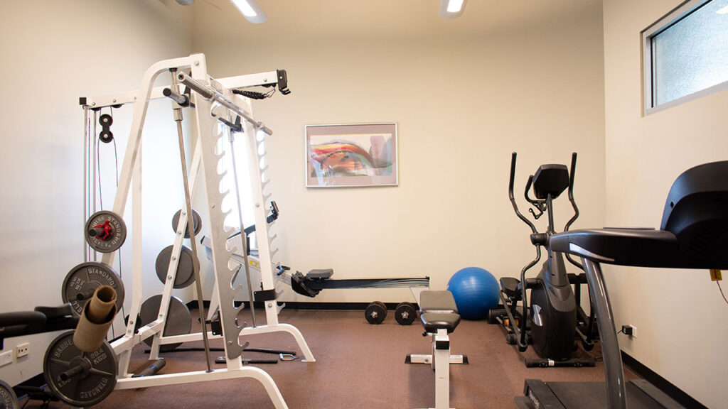 Fitness center with weights and cardio equipment